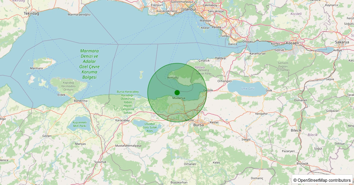 10 Aralık 2025 saat 12:29 - GEMLIK - 1.40ml depreminin harita gösterimi