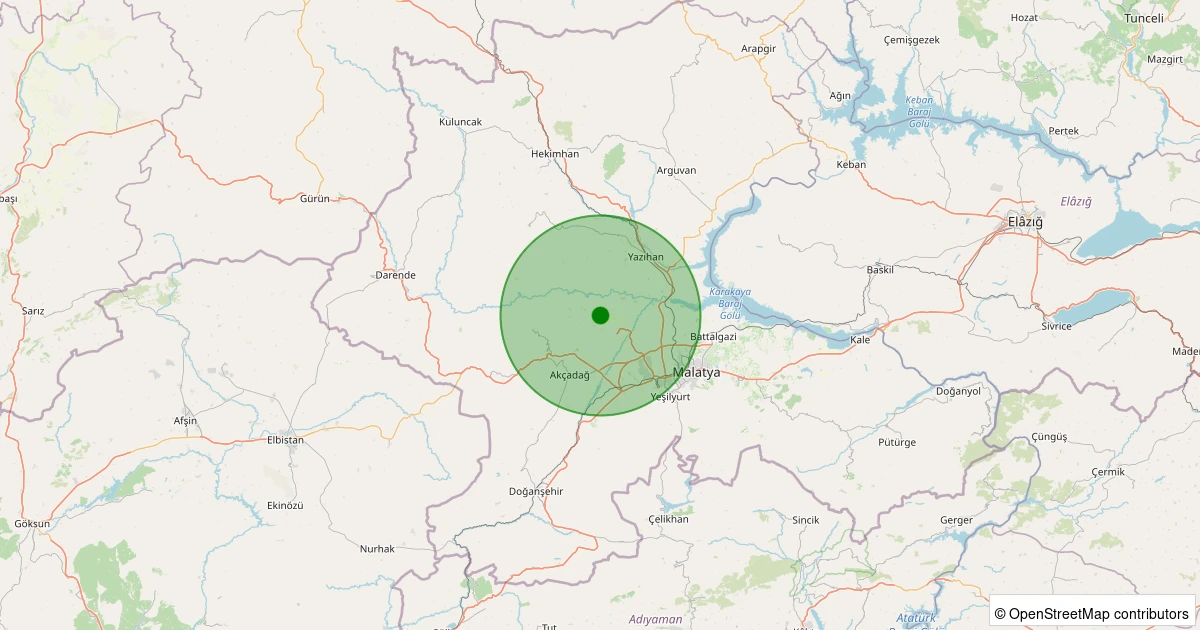 10 Aralık 2025 saat 15:31 - Akçadağ - Ilıcak - 1.70ml depreminin harita gösterimi
