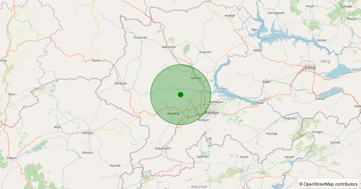10 Aralık 2025 saat 15:31 - Akçadağ - Ilıcak - 1.70ml depreminin harita gösterimi