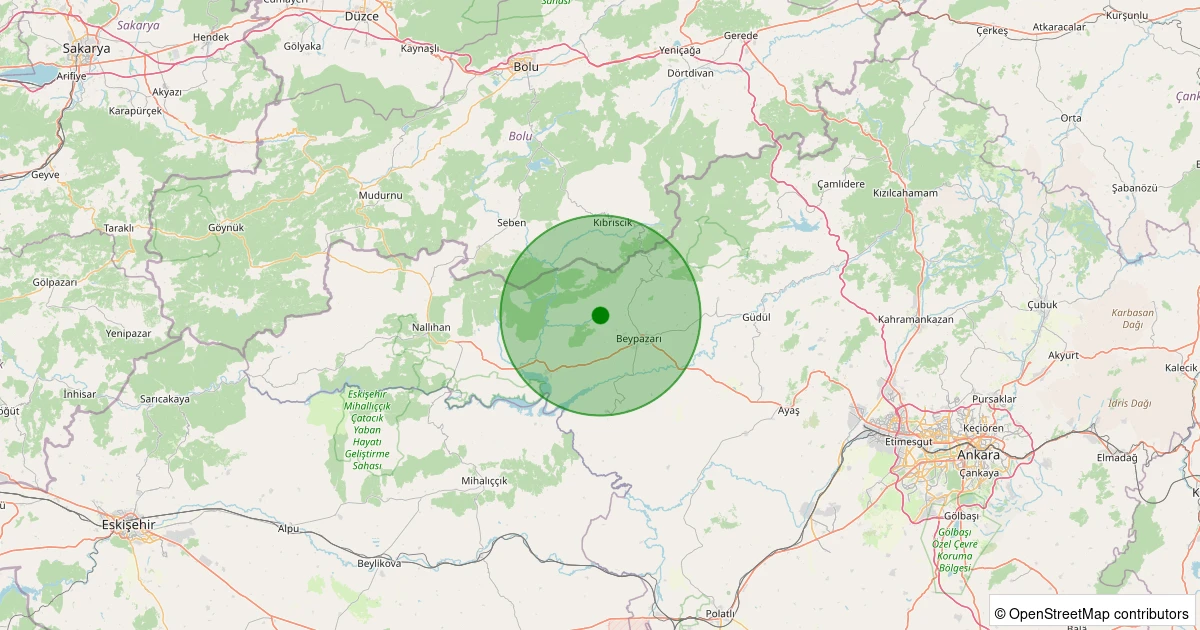10 Aralık 2025 saat 17:18 - Beypazarı - Sarıağıl - 2.30ml depreminin harita gösterimi