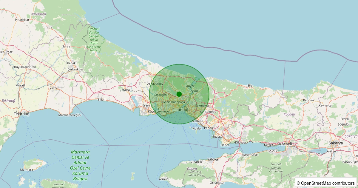 10 Aralık 2025 saat 17:50 - Kağıthane - 0.80ml depreminin harita gösterimi