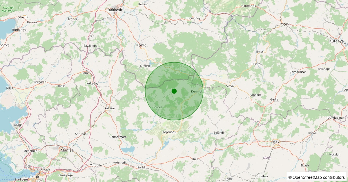 10 Aralık 2025 saat 18:09 - Gördes - 1.00ml depreminin harita gösterimi