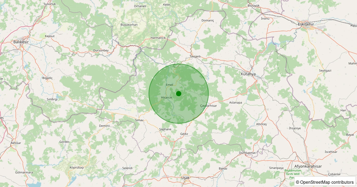 10 Aralık 2025 saat 14:20 - Hisarcık - Şeyhçakır Köyü - 1.40ml depreminin harita gösterimi