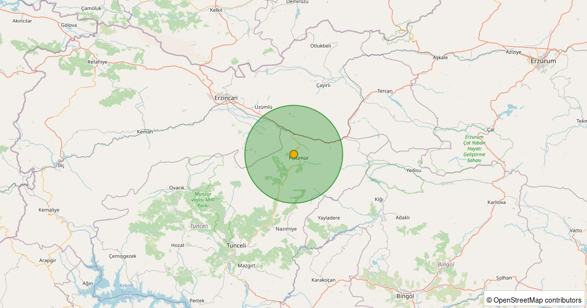 09 Aralık 2025 saat 15:34 - Pülümür - Pişi - 4.20ml depreminin harita gösterimi