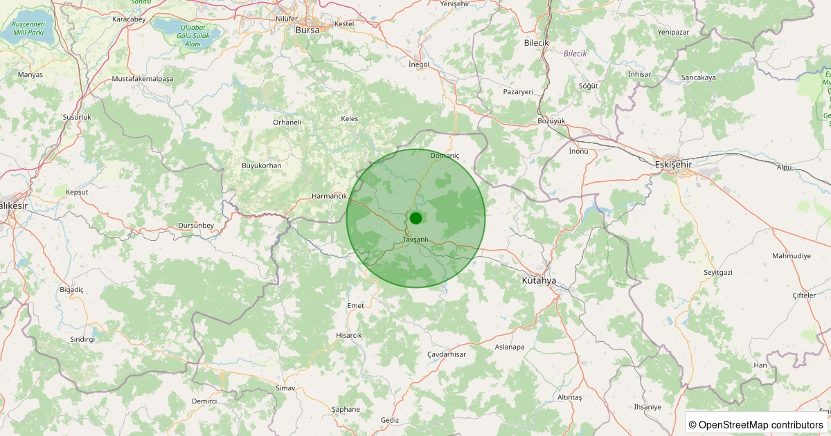 09 Aralık 2025 saat 14:05 - Tavşanlı - Tunçbilek Köyü - 1.00ml depreminin harita gösterimi