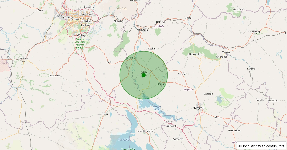 09 Aralık 2025 saat 11:50 - Çelebi - Karaağaç Köyü - 1.20ml depreminin harita gösterimi