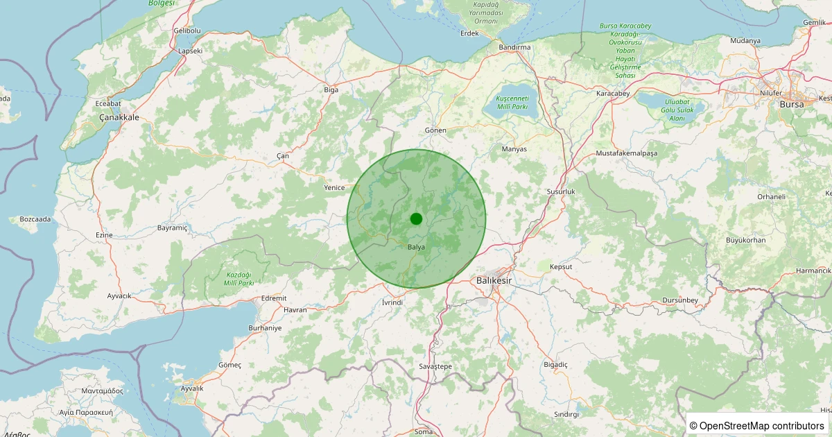 09 Aralık 2025 saat 05:21 - Balya - Kayapınar Köyü - 2.70ml depreminin harita gösterimi