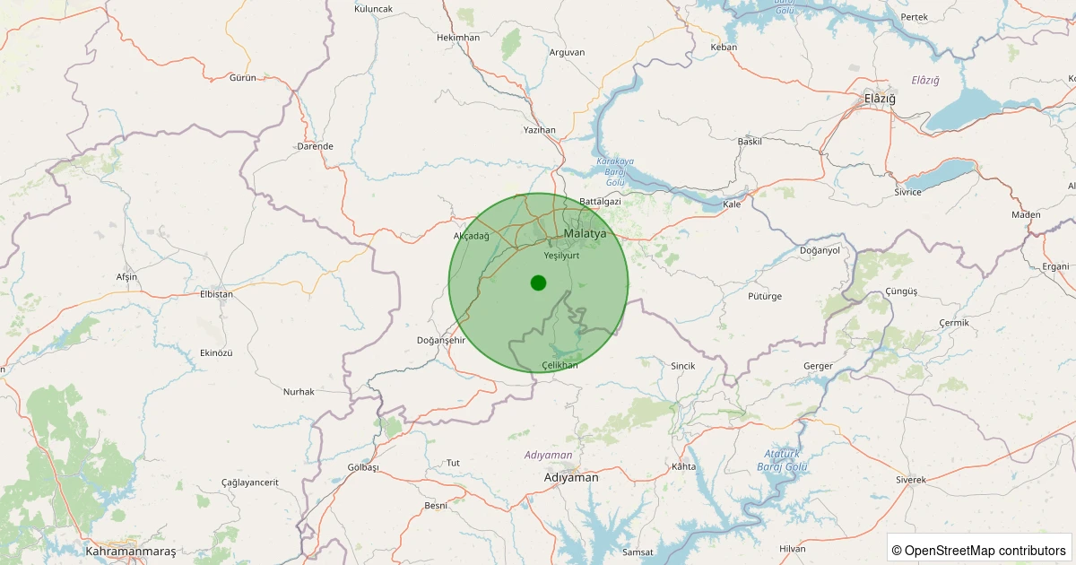 08 Aralık 2025 saat 16:35 - Yeşilyurt - Atalar - 1.20ml depreminin harita gösterimi