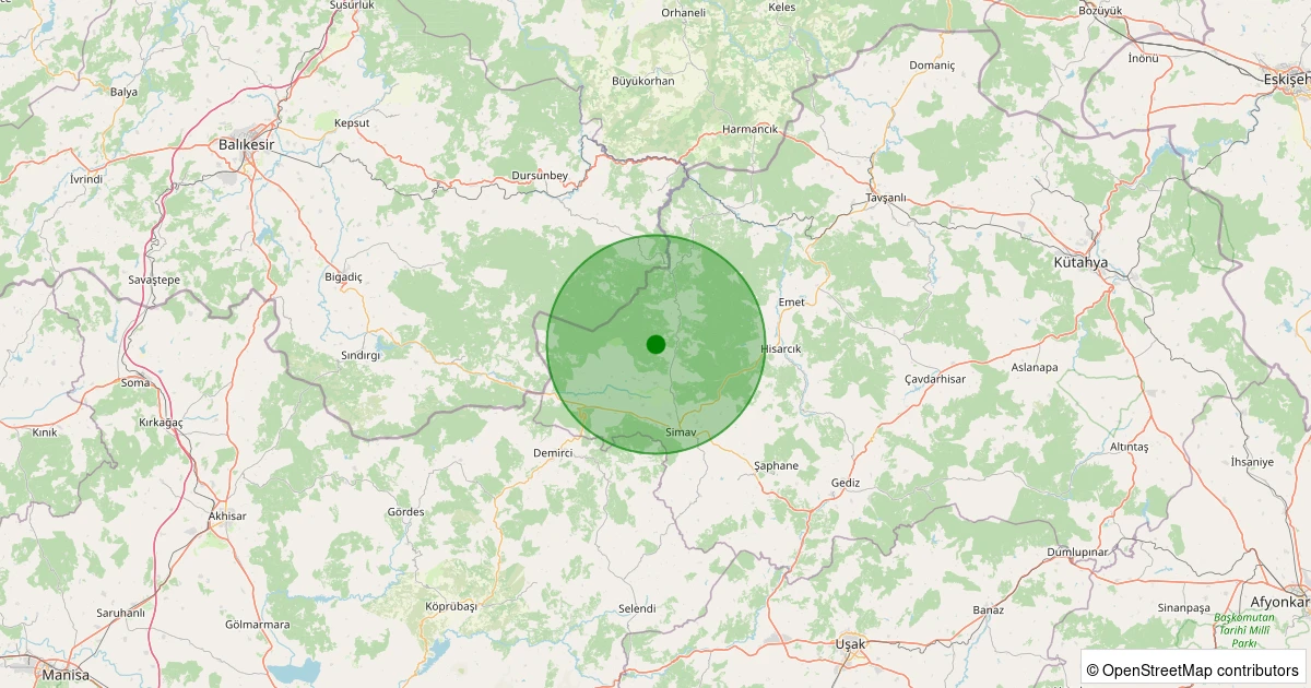 08 Aralık 2025 saat 09:03 - Simav - Karakoca Köyü - 1.60ml depreminin harita gösterimi