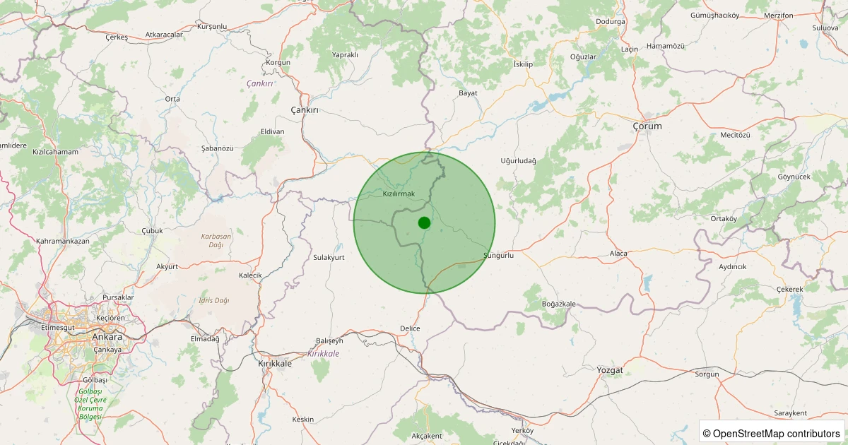 08 Aralık 2025 saat 02:57 - Sungurlu - Bağdatlı Köyü - 1.10ml depreminin harita gösterimi