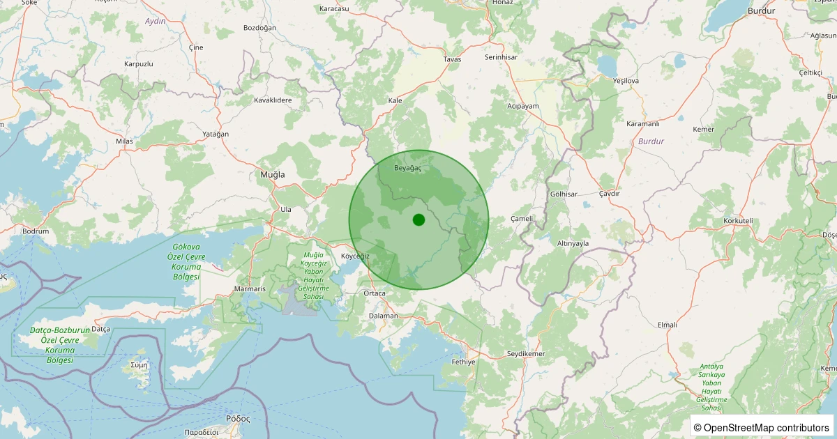 08 Aralık 2025 saat 02:28 - Köyceğiz - Otmanlar - 1.20ml depreminin harita gösterimi