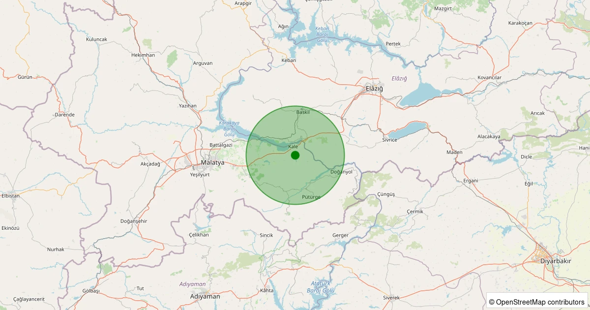 08 Aralık 2025 saat 02:18 - Kale - Tepebaşı Köyü - 1.50ml depreminin harita gösterimi