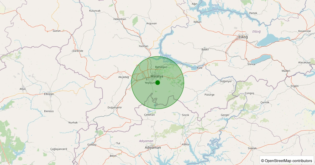 08 Aralık 2025 saat 01:22 - Yeşilyurt - Konak - 1.30ml depreminin harita gösterimi