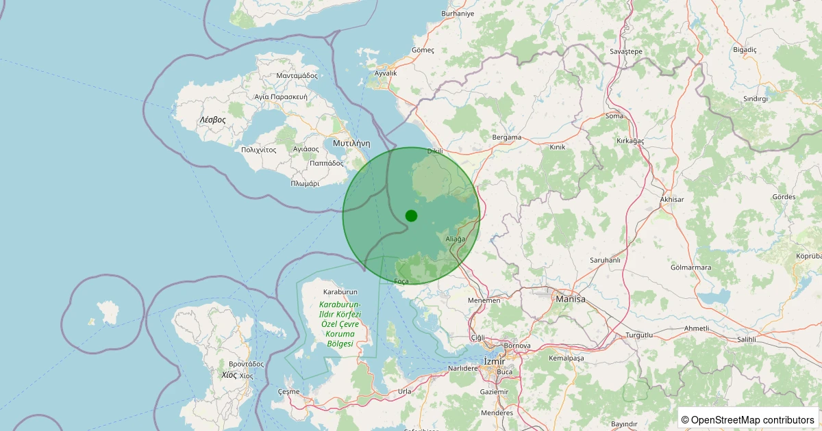 08 Aralık 2025 saat 00:42 - CANDARLI - 2.30ml depreminin harita gösterimi