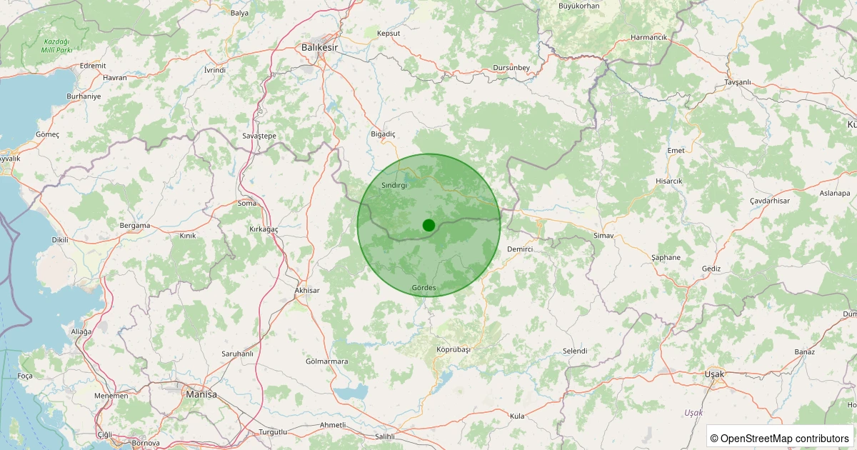 07 Aralık 2025 saat 23:56 - Sındırgı - Yüreğil/Merkez - 2.30ml depreminin harita gösterimi