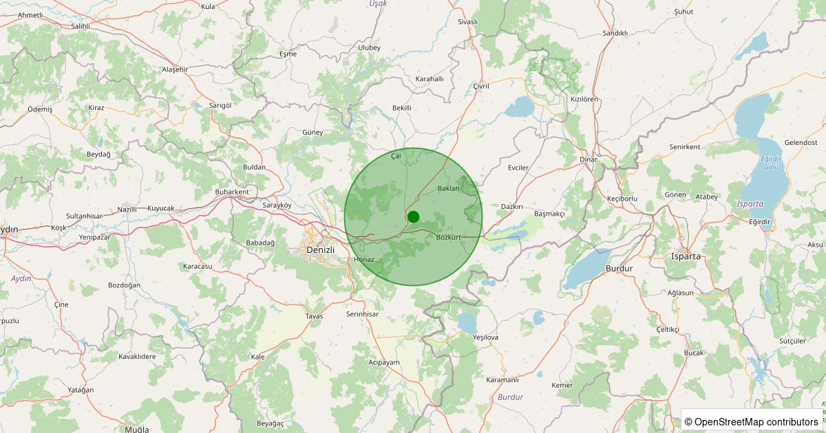 07 Aralık 2025 saat 23:20 - Baklan - 0.70ml depreminin harita gösterimi