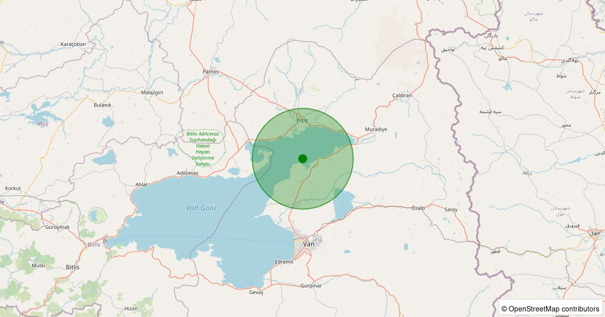 07 Aralık 2025 saat 22:43 - Tuşba - Yaylıyaka - 1.30ml depreminin harita gösterimi
