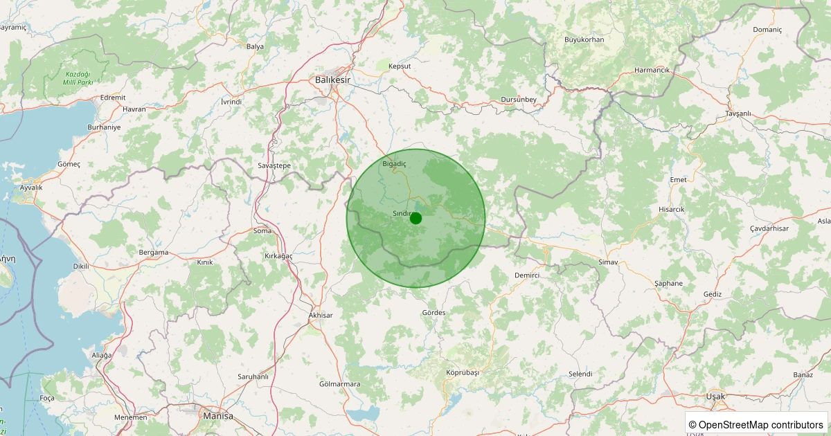 07 Aralık 2025 saat 21:03 - Sındırgı - Pürsünler - 1.00ml depreminin harita gösterimi