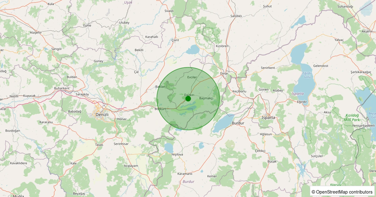 07 Aralık 2025 saat 17:32 - Dazkırı - Aşağıyenice Köyü - 1.40ml depreminin harita gösterimi