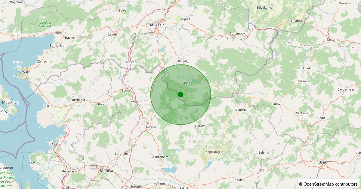 07 Aralık 2025 saat 13:43 - Sındırgı - Sinandede - 0.90ml depreminin harita gösterimi