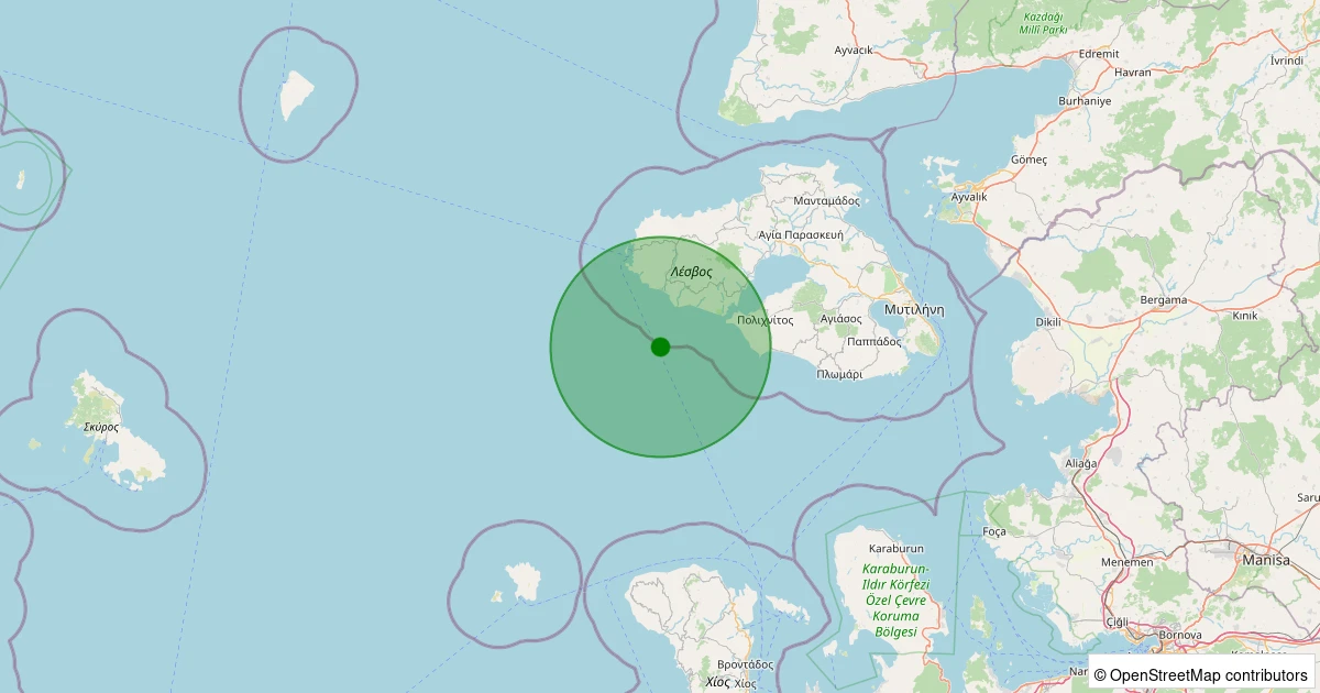 07 Aralık 2025 saat 11:13 - MIDILLI - 1.80ml depreminin harita gösterimi