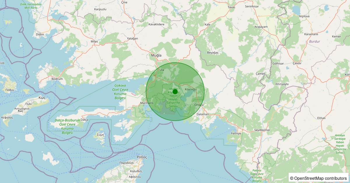 07 Aralık 2025 saat 10:42 - Köyceğiz - Sultaniye - 1.00ml depreminin harita gösterimi