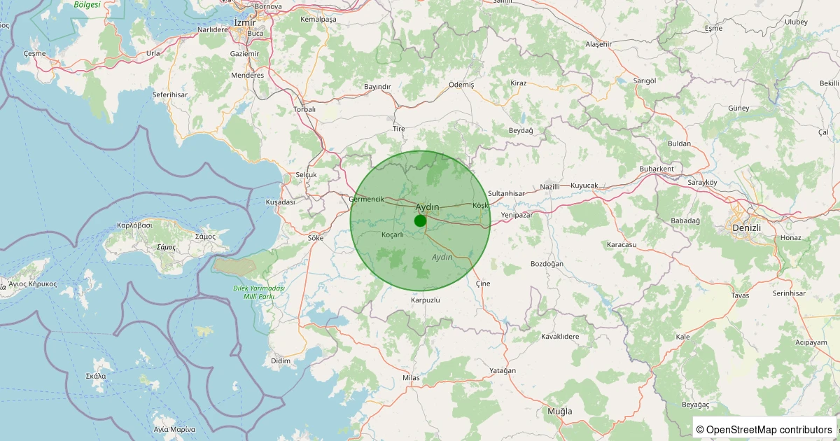 10 Aralık 2025 saat 19:36 - Efeler - Kadıköy - 1.60ml depreminin harita gösterimi