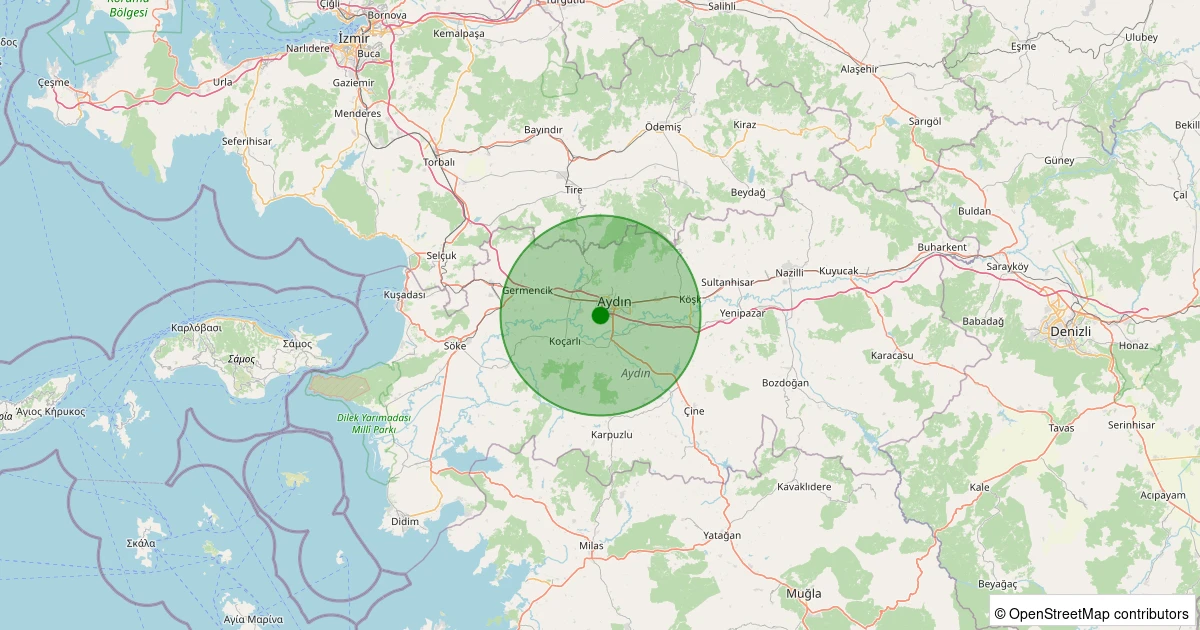 10 Aralık 2025 saat 19:36 - Efeler - Kadıköy - 1.70ml depreminin harita gösterimi
