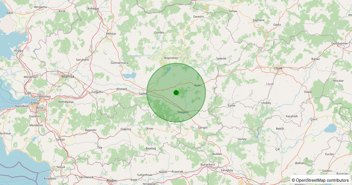 10 Aralık 2025 saat 21:40 - Alaşehir - Gülpınar - 1.90ml depreminin harita gösterimi