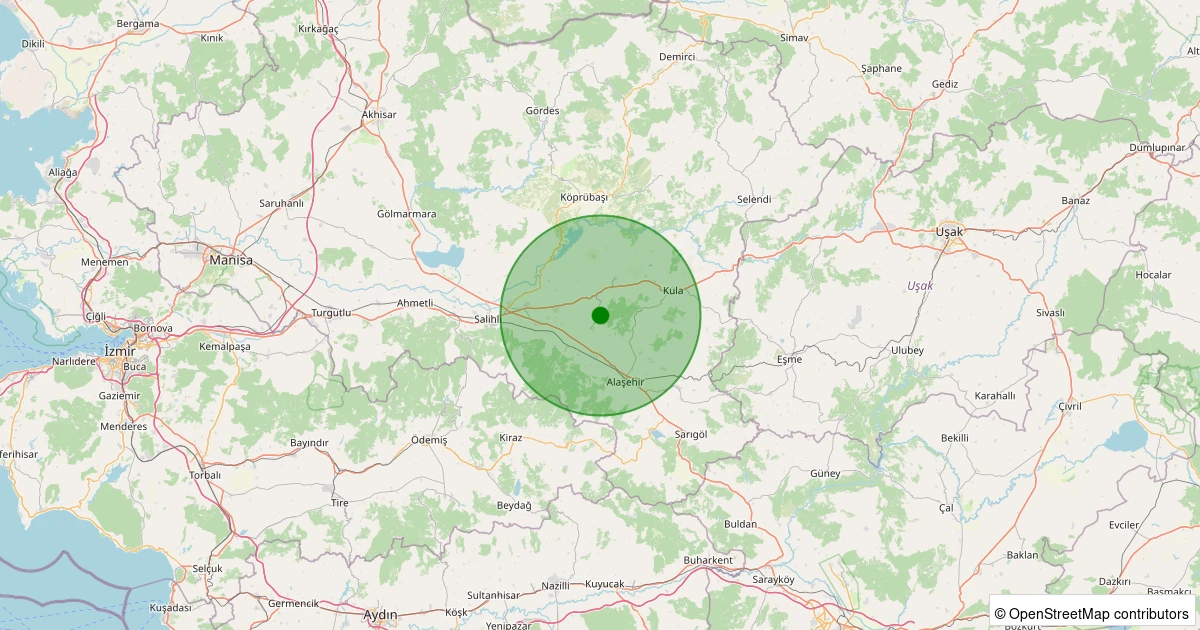 10 Aralık 2025 saat 21:40 - Alaşehir - Gülpınar - 2.10ml depreminin harita gösterimi