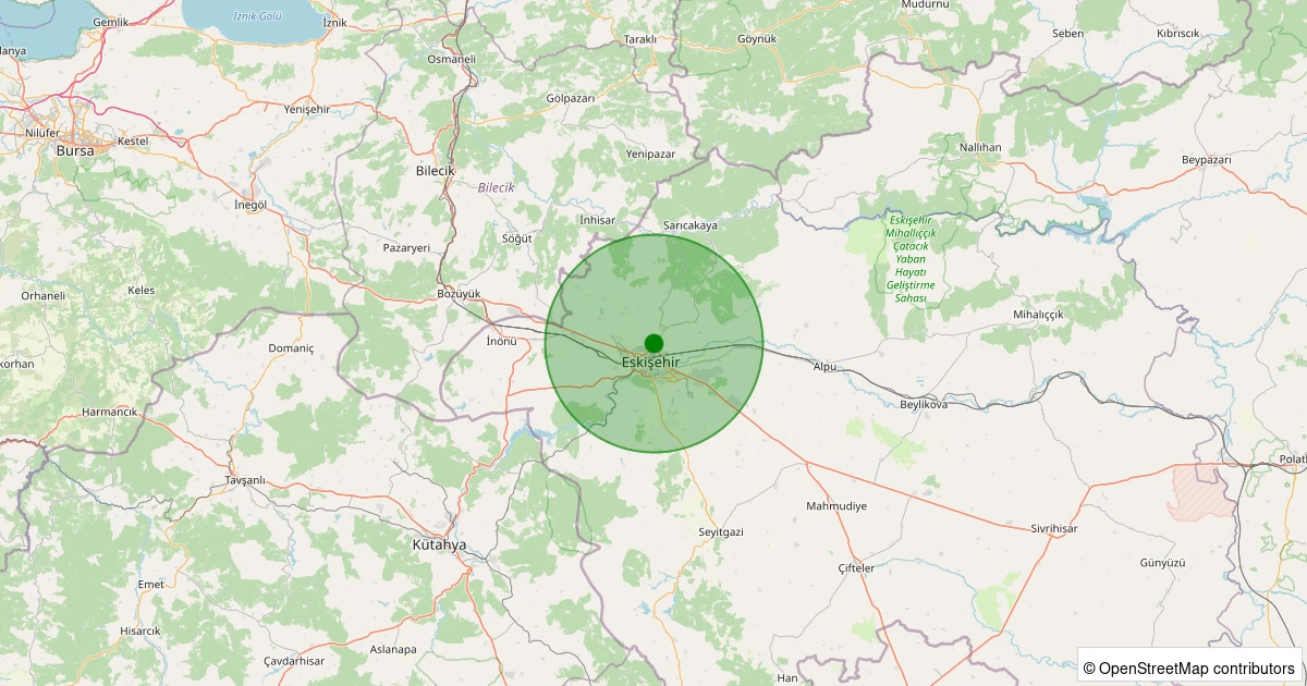 10 Aralık 2025 saat 21:43 - Tepebaşı - Gazipaşa - 1.90ml depreminin harita gösterimi
