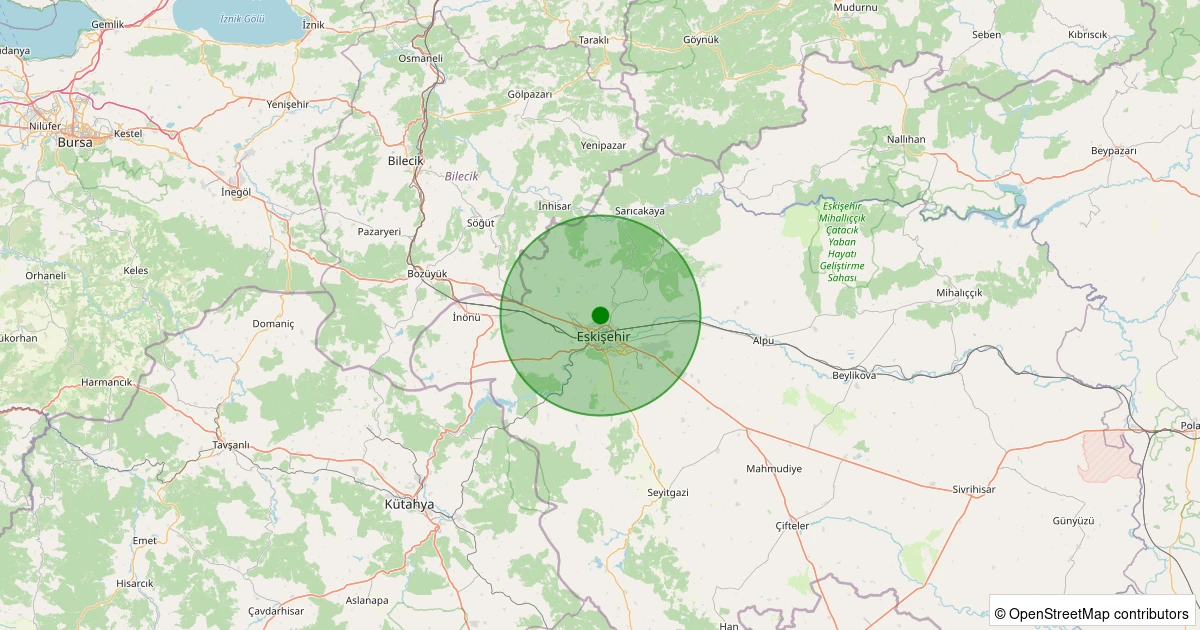 10 Aralık 2025 saat 21:43 - Tepebaşı - Koyunlar - 1.90ml depreminin harita gösterimi