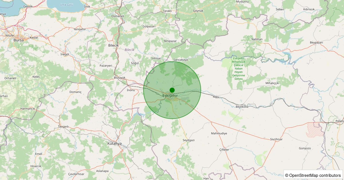 10 Aralık 2025 saat 21:43 - Tepebaşı - Gazipaşa - 2.00ML depreminin harita gösterimi