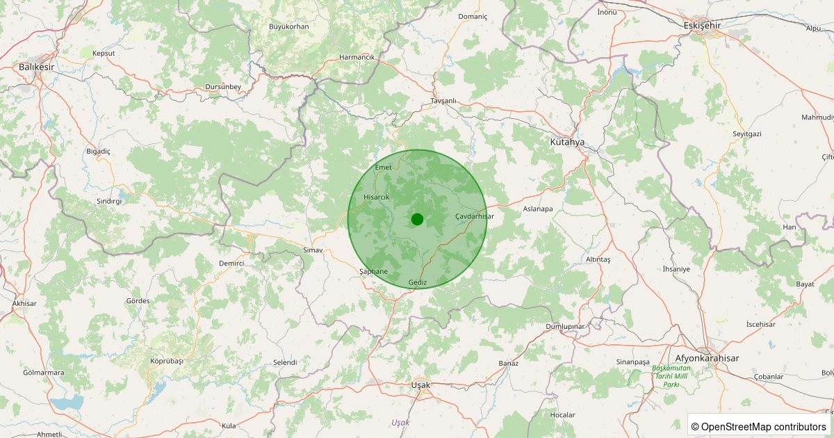 10 Aralık 2025 saat 22:18 - Hisarcık - Karbasan(Cumhuriyet) Köyü - 1.10ml depreminin harita gösterimi