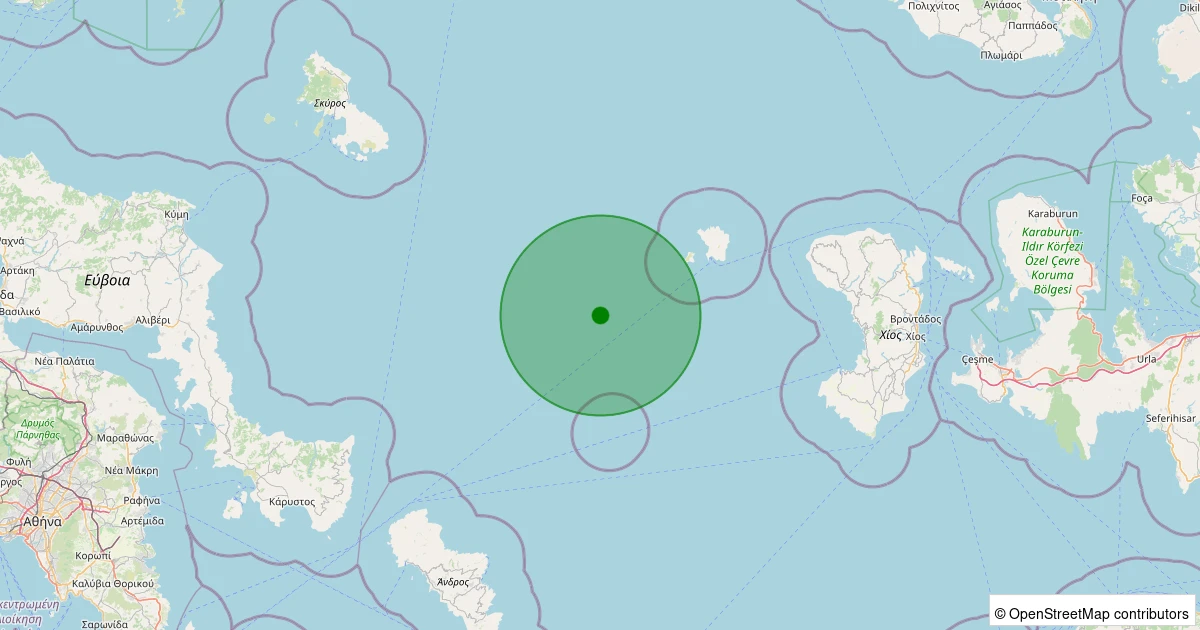 10 Aralık 2025 saat 23:21 - EGE - 2.70ml depreminin harita gösterimi