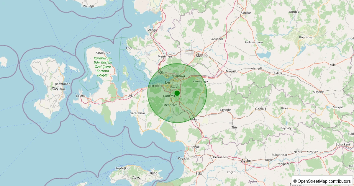 10 Aralık 2025 saat 23:12 - Buca - Yıldız - 1.20ml depreminin harita gösterimi