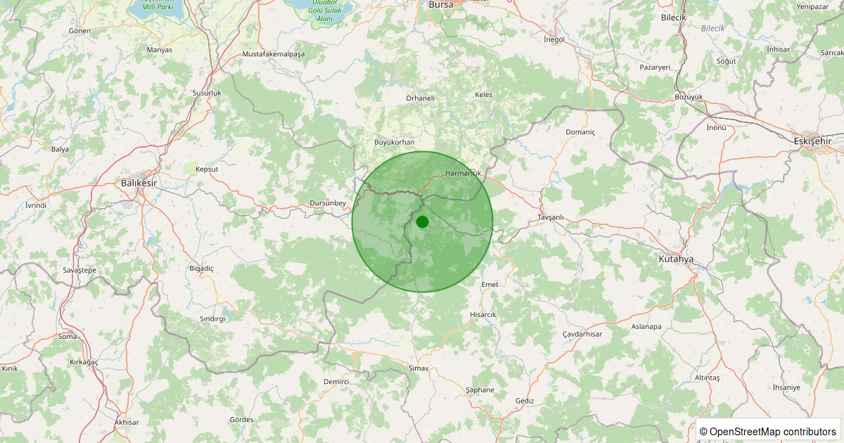 13 Ekim 2025 saat 13:00 - Tavşanlı - Kırkkavak Köyü - 1.30ml depreminin harita gösterimi