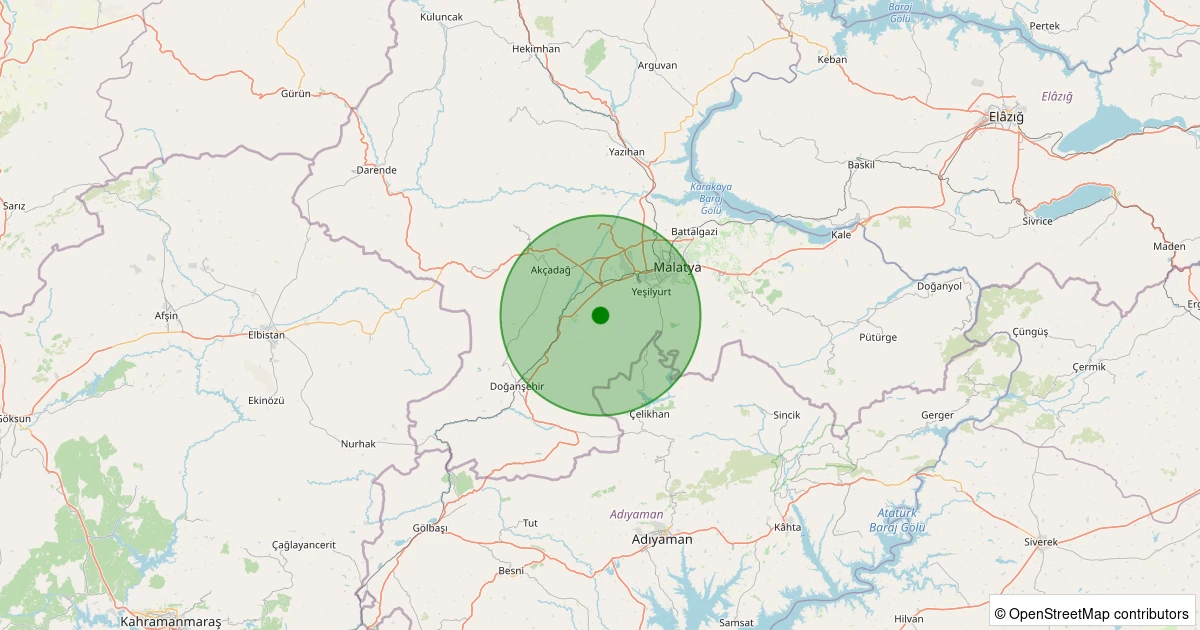 10 Aralık 2025 saat 23:49 - Yeşilyurt - Cafana - 1.40ML depreminin harita gösterimi