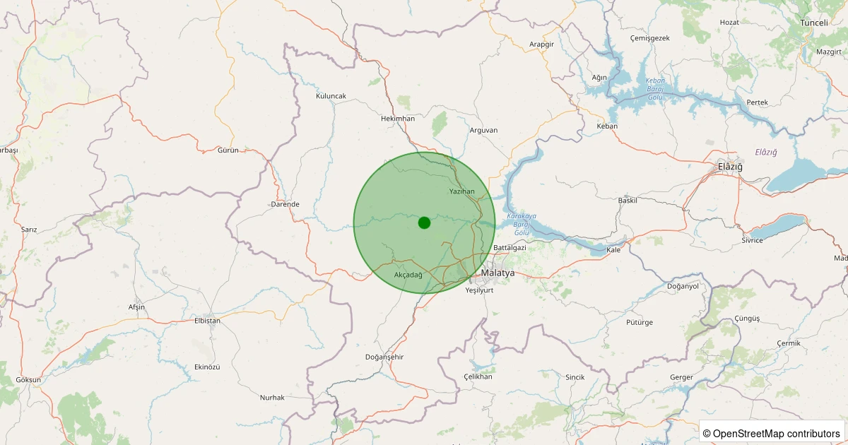 11 Aralık 2025 saat 00:35 - Akçadağ - Keklikpınar - 1.50ml depreminin harita gösterimi
