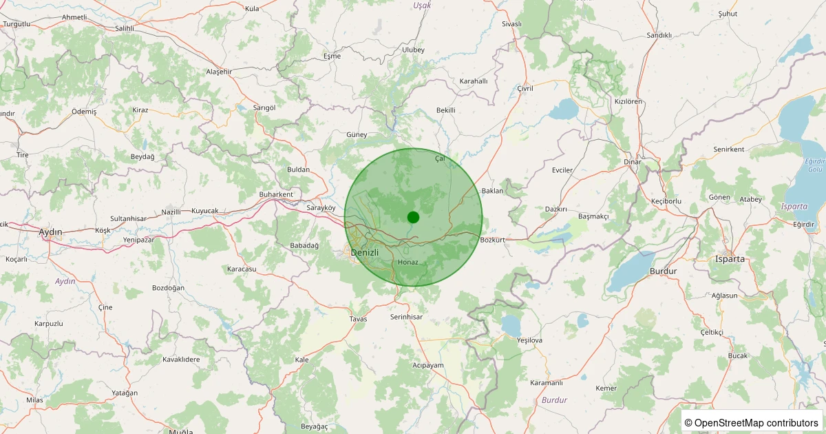 11 Aralık 2025 saat 00:15 - Çal - Baklançakırlar Köyü - 1.20ML depreminin harita gösterimi