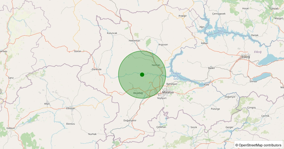 11 Aralık 2025 saat 00:35 - Yazıhan - İriağaç - 1.40ml depreminin harita gösterimi