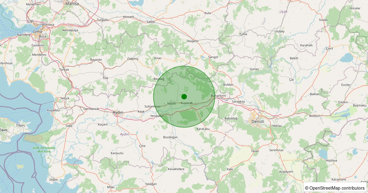 11 Aralık 2025 saat 01:31 - Nazilli - Kestel - 1.50ml depreminin harita gösterimi