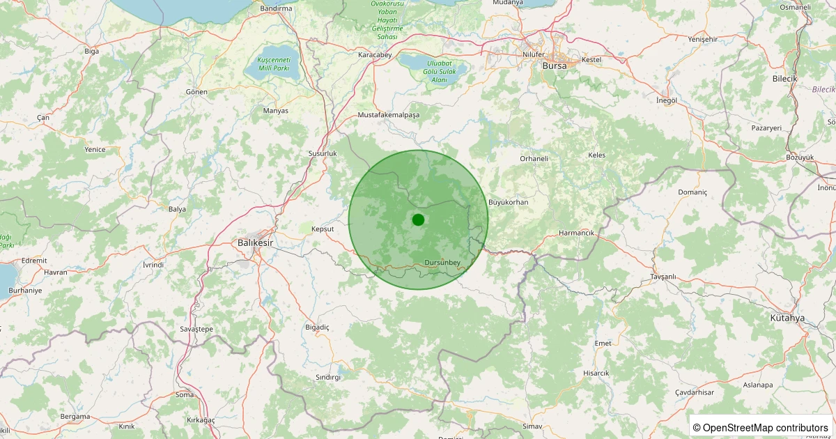11 Aralık 2025 saat 05:43 - Dursunbey - Mahmudiye - 2.40ml depreminin harita gösterimi