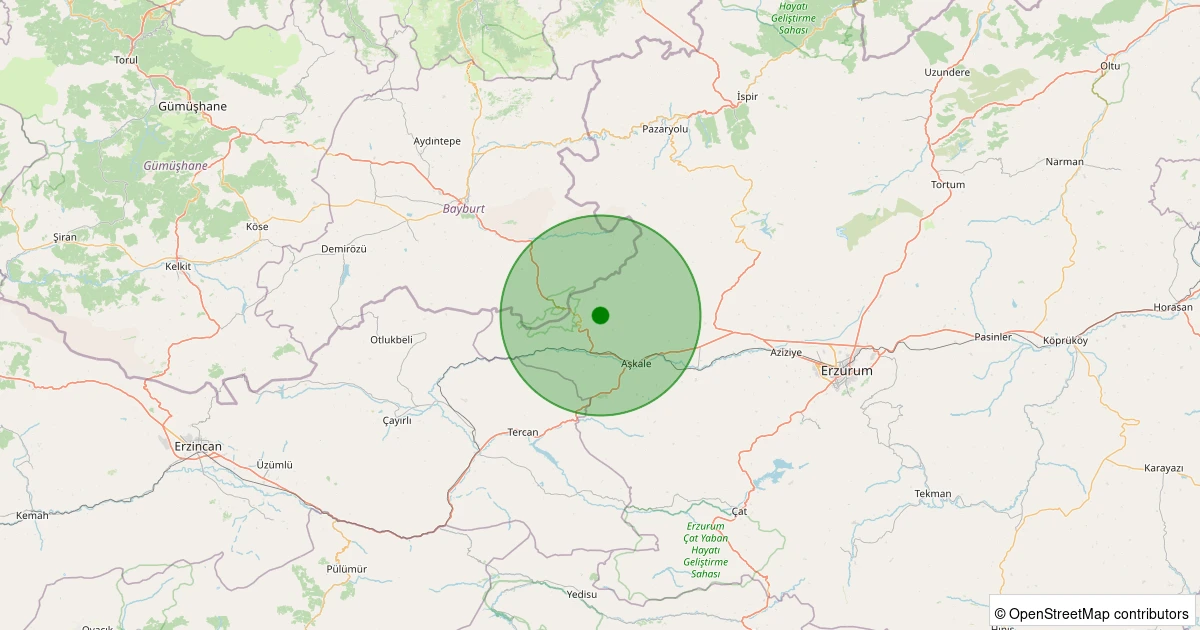 11 Aralık 2025 saat 07:04 - Aşkale - Taşağıl - 1.00ml depreminin harita gösterimi