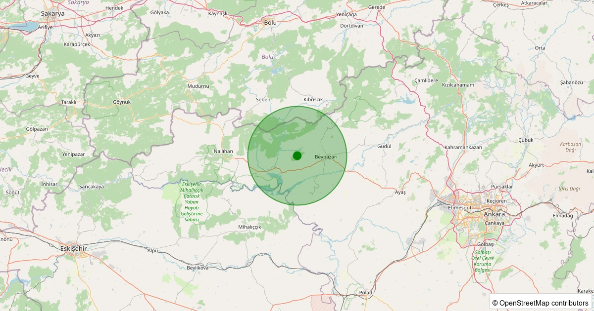 11 Aralık 2025 saat 09:01 - Beypazarı - Kuyucak - 1.90ml depreminin harita gösterimi