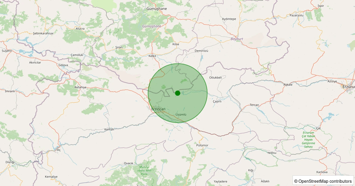 11 Aralık 2025 saat 11:35 - Çayırlı - Karataş Köyü - 1.90ML depreminin harita gösterimi