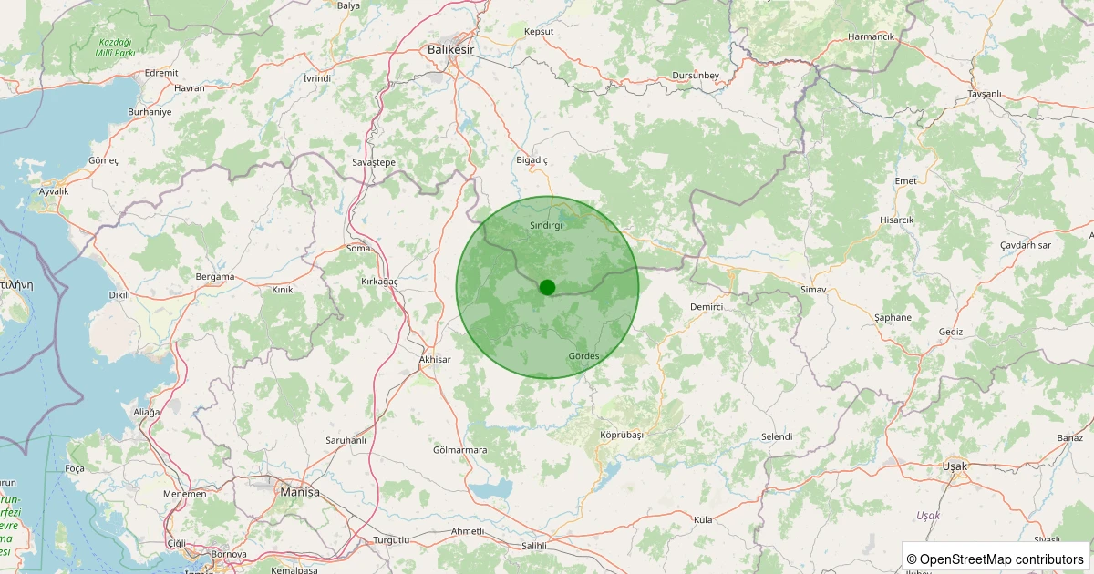 11 Aralık 2025 saat 13:51 - Sındırgı - Kınık - 1.80ml depreminin harita gösterimi