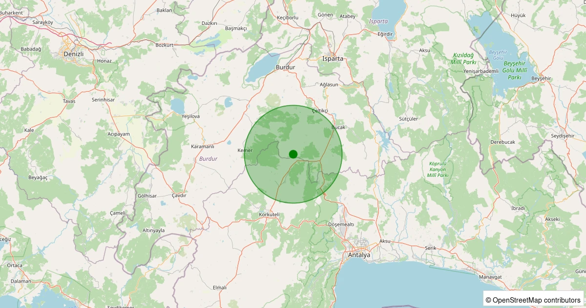 11 Aralık 2025 saat 14:45 - Korkuteli - Garipçe Köyü - 2.80ml depreminin harita gösterimi