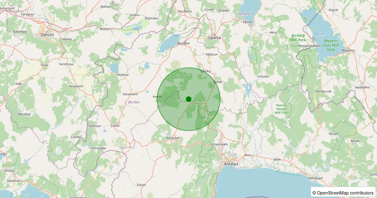 11 Aralık 2025 saat 14:45 - Bucak - Ürkütlü Köyü - 2.90ml depreminin harita gösterimi