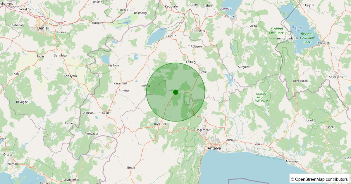 11 Aralık 2025 saat 14:45 - Korkuteli - Garipçe Köyü - 2.80ML depreminin harita gösterimi